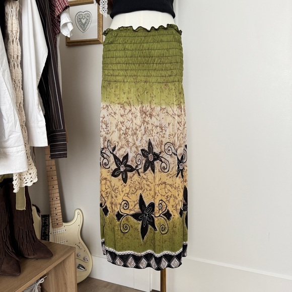 vintage tropical floral maxi skirt midi dress - Picture 2 of 4